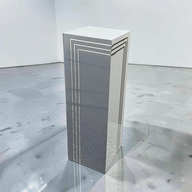 Chrome Chrome Stripe Postmodern Pedestal For Sale - Image 8 of 10