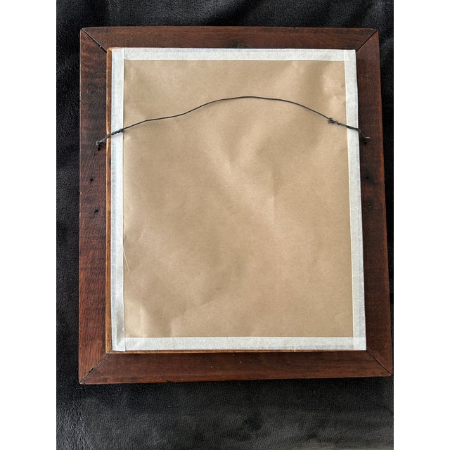 Gold Vintage Dark Wood and Gilt Frame With Gustav Klimt Bookplate, “Fulfilment” For Sale - Image 8 of 8