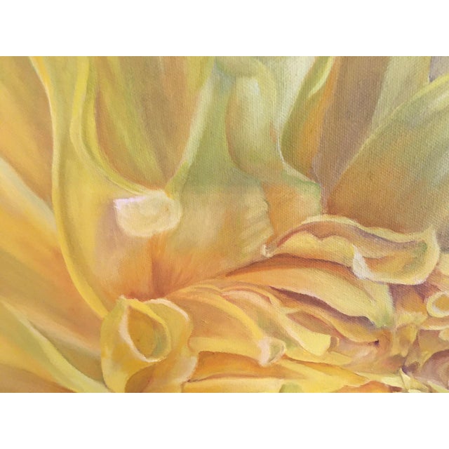 Textile Framed Oil on Canvas Dahlia Flower "Delilah" by Shelly Gurton For Sale - Image 7 of 8