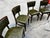 1970s Collection of Green Leather Gun Lock Style Wooden Dining Chairs- Set of 6 For Sale - Image 4 of 12