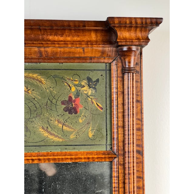 Fine Antique Federal Period Tiger Maple Two Panel Mirror C. 1820 For Sale In Boston - Image 6 of 11