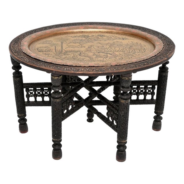 Antique Indian Tray Top Coffee Table, 1880s For Sale