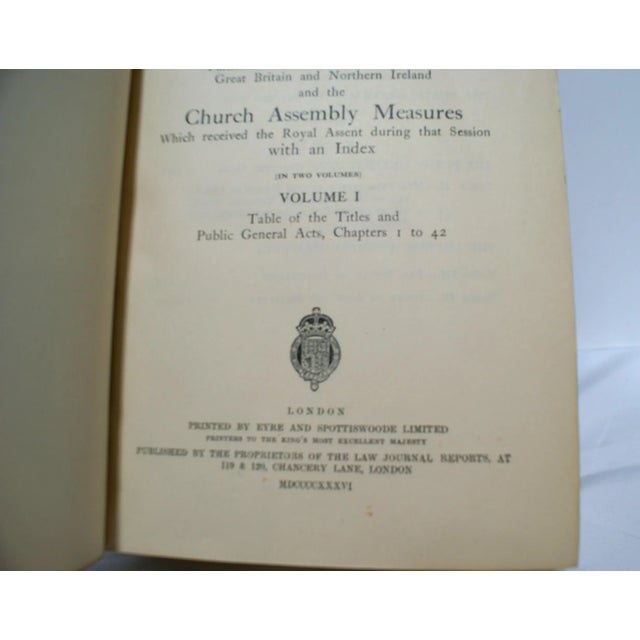 Antique Tan Leather Public General Acts Marble Paper Book London 1935 For Sale - Image 11 of 11