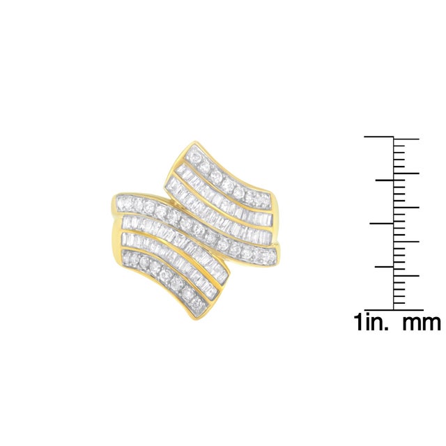 10K Yellow Gold Diamond Bypass Ring (1 1/7 Cttw, I-J Color, I1-I2 Clarity) - Size 8 For Sale In New York - Image 6 of 6
