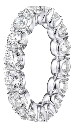 4.45 Carat Brilliant Round Diamond Wedding Eternity Band, Size 5