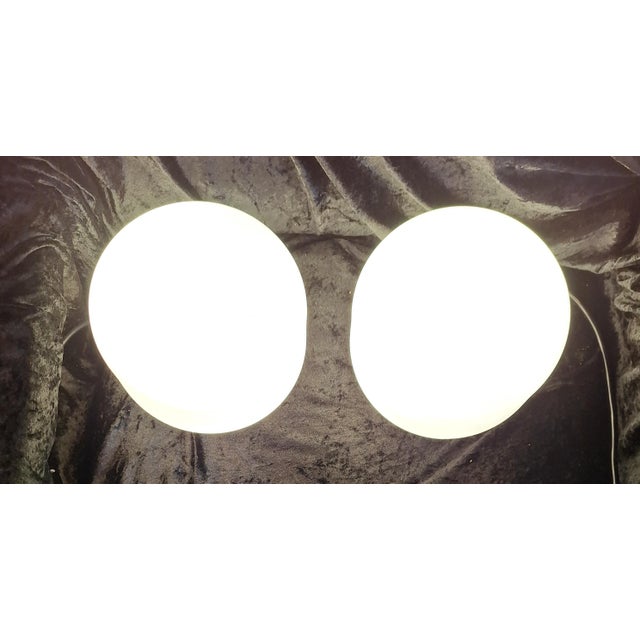 1990s Vintage Minimalist Ceiling Lamps with White Metal Brackets and White Opal Glass Shades by Zumtobel, 1990s, Set of 2 For Sale - Image 5 of 8