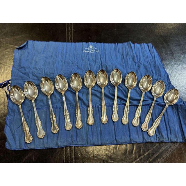 Large Silver-Plated Spoons in Russell Pattern by Mappin & Webb, Set of 12 For Sale - Image 3 of 4