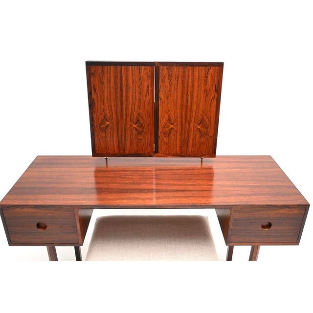 Glass Vintage Danish Rosewood Dressing Table and Stool by Kai Kristiansen for Aksel Kjersgaard, 1960s, Set of 2 For Sale - Image 7 of 17