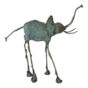 Early 21st Century Bronze Artist Made Brutalist Style Elephant Sculpture
