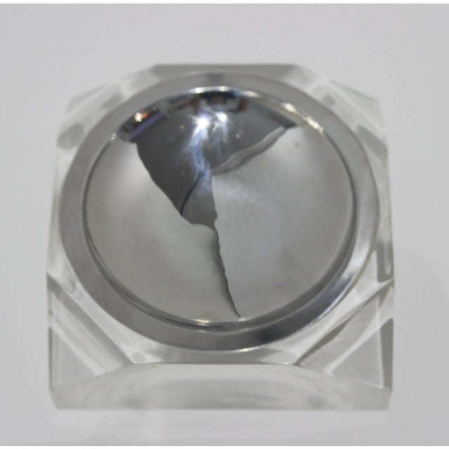 Octagonal Lucite & Stainless Steel candy or nut dish bowl from a South Beach estate