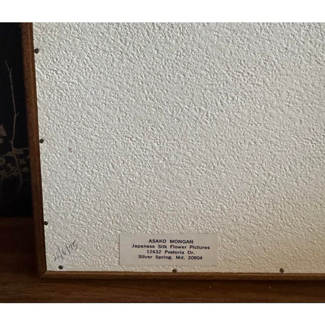 Yellow Vintage Japanese Silk Floral Textile Art Framed Botanical Wall Decor For Sale - Image 8 of 8