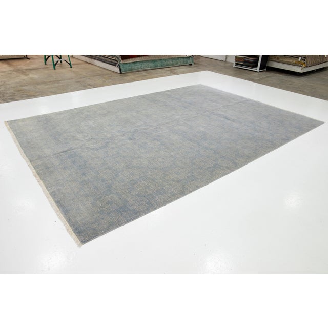 2010s 10 X 15 Allover Designed Contemporary Wool Rug Handmade in Gray and Blue For Sale - Image 5 of 10