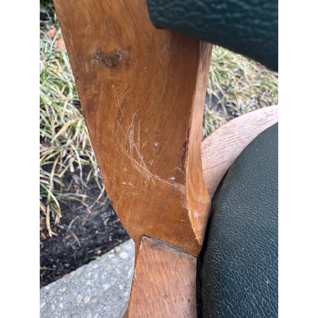 Mid 20th Century Vintage French Oak and Leather Dining Chairs- Set of 6 For Sale - Image 11 of 12