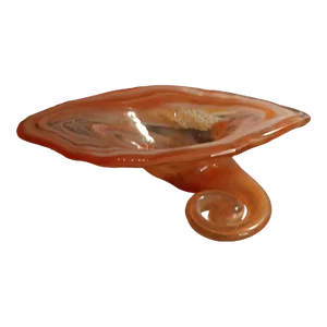 1980s Sooner Orange Swirl Glass Cornucopia Vase