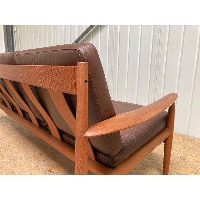 Teak and Leather Sofa by Grete Jalk for France & Son, 1960s For Sale - Image 14 of 18