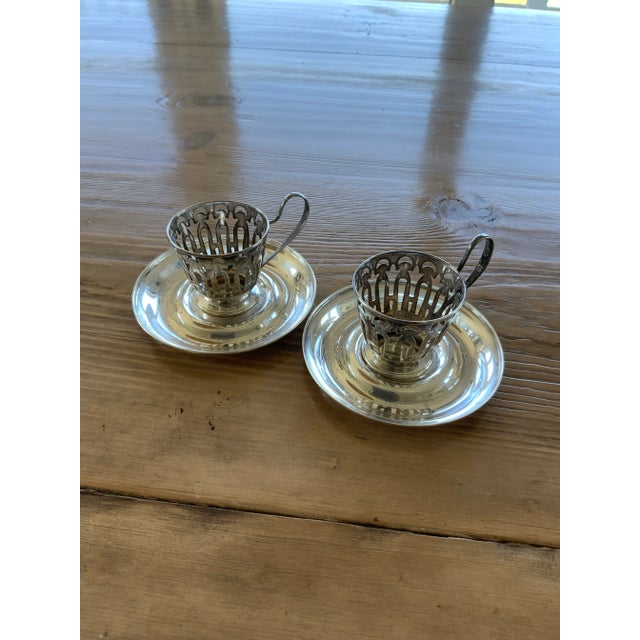 Metal Antique Wagoner Sterling Silver and Lenox Demitasse Cups and Saucers Set- 16 Pieces For Sale - Image 7 of 12