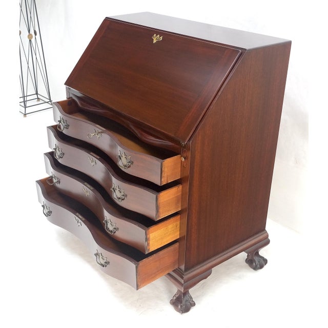 Charak Ball & Claw Mahogany 4 Drawers Drop Front Secretary Dresser For Sale - Image 10 of 12