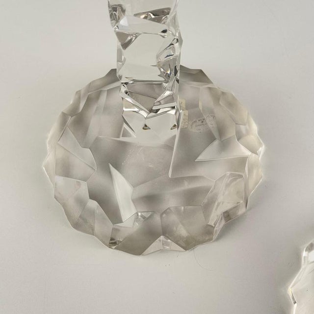 1950s Faceted Murano Crystal Glass Candlesticks by Archimede Seguso, 1950s, Set of 2 For Sale - Image 5 of 14