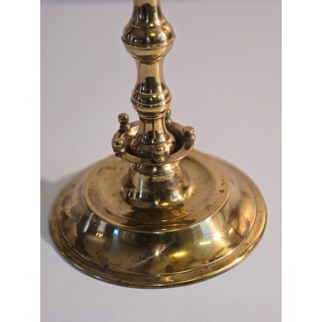 Traditional Late 19th Century Brass Candelabra Menorah For Sale - Image 3 of 8