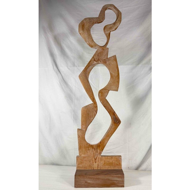 1960s "Thin Figure" — Pine Abstract Figural Sculpture, Herbert Simon 1965 For Sale - Image 5 of 8