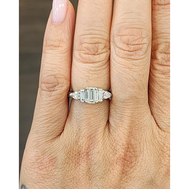 Modern 1.25 Ct Emerald Cut Diamond Ring Size 4.5 For Sale - Image 3 of 10