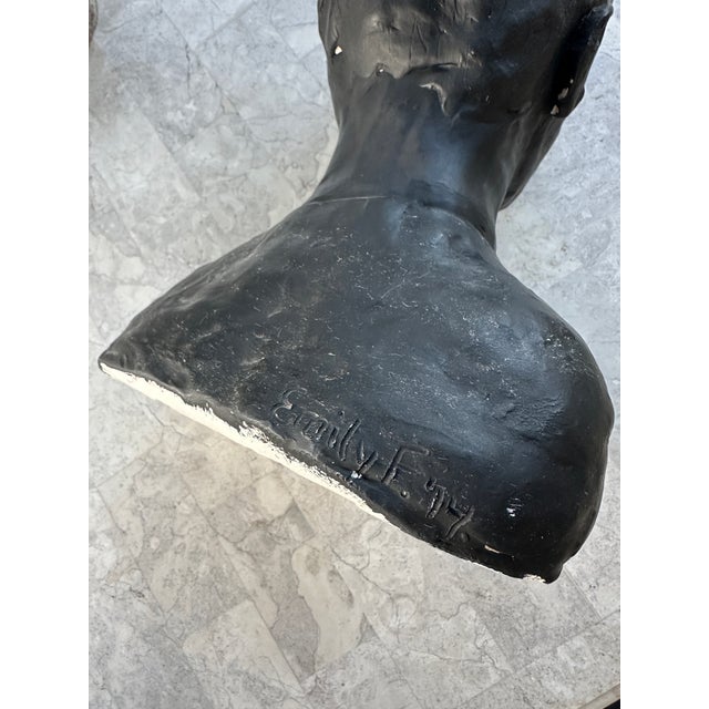 Late 20th Century Vintage Plaster Bust of a Young Man -Signed For Sale - Image 5 of 7