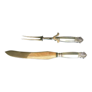 Mid 20th Century Georg Jensen Sterling Acanthus Carving Set- 2 Pieces
