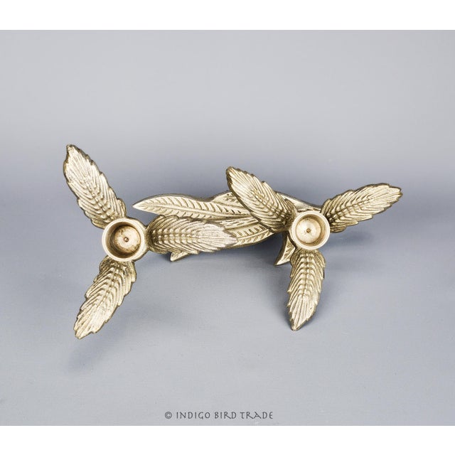 Vintage Silver Metal Floral Candelabra Candlestick Holder 2- Arms For Sale - Image 4 of 5