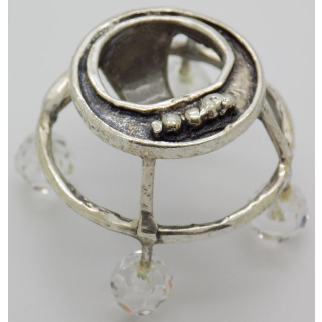 Italian Vintage Italian Handmade Genuine Silver & Crystal Glass Baby Walker Rare Dollhouse Miniature For Sale - Image 3 of 9