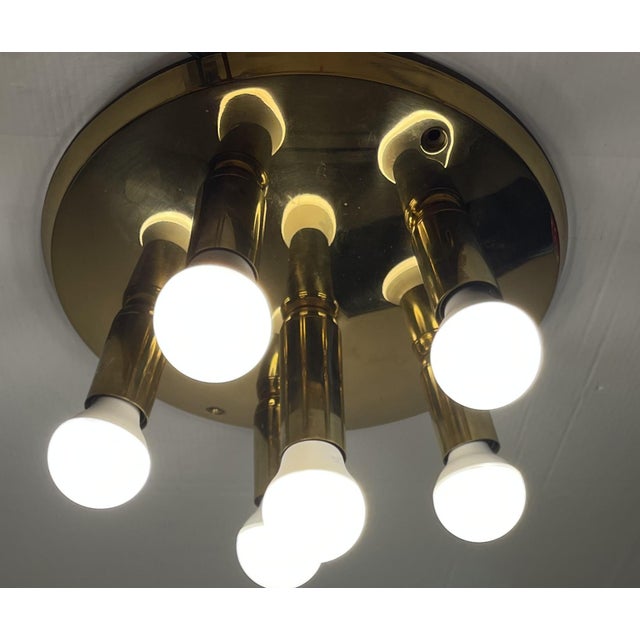Gold Mid-Century Modern Brass Ceiling Light from TZ Leuchten, Germany, 1970s For Sale - Image 8 of 9