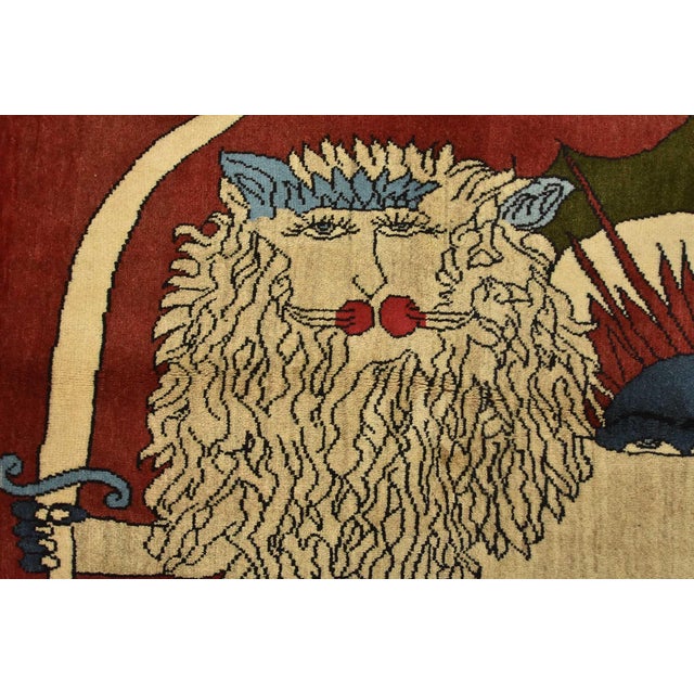 Textile Yalameh Rug 3’4” X 5’2” Red Wool Vintage Traditional Hand-Knotted Carpet For Sale - Image 7 of 11