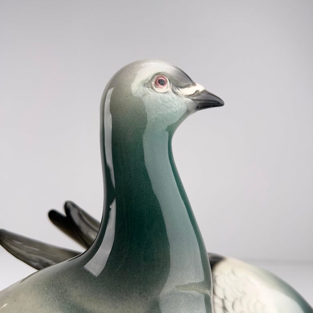 Large Ceramic Porcelain Doves Figurine from Porzellanmanufaktur Katzhütte Hertwig, Germany, 1930s For Sale - Image 6 of 9