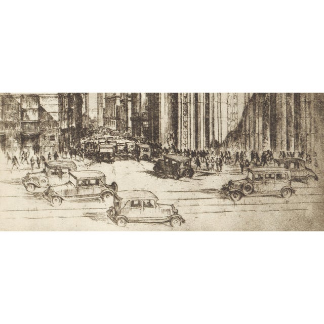 Anton Schutz "Gateway to Wall Street" 1939 New York Etching by Anton Schutz For Sale - Image 4 of 7