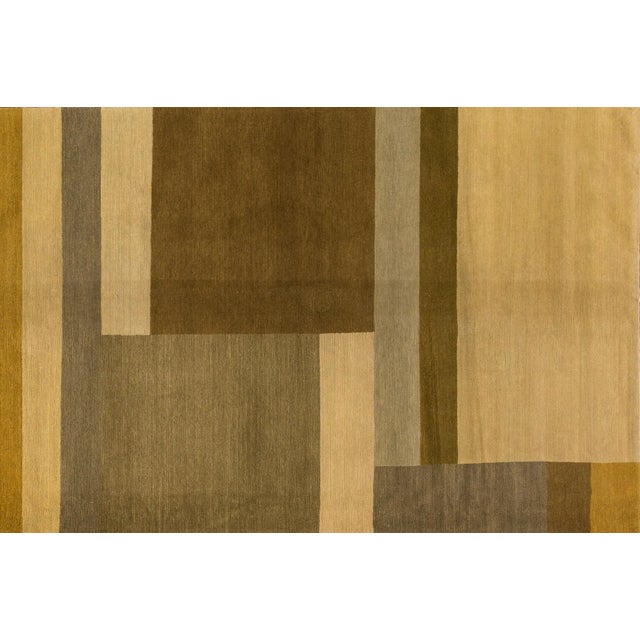 2010s Modern Geometric Minimalist Nepalese Wool Rug For Sale - Image 5 of 6