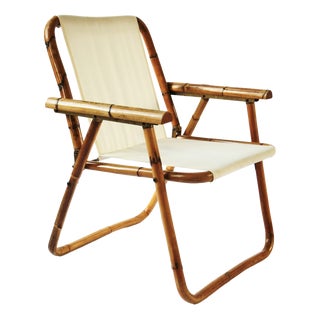 Italian Bamboo and Brass Folding Chair attributed to Raffaella Crespi, 1960s For Sale