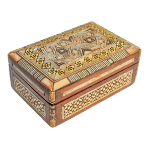 Vintage Handmade Syrian Astral-Patterned Mother-Of-Pearl Box