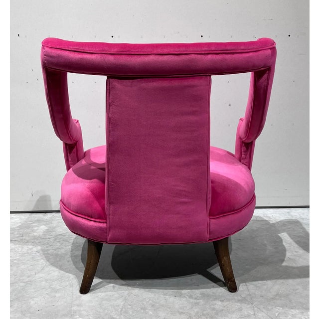 Hot Pink Pair of Chairs Open Arm Lounge Chairs by Silver Craft Furniture Company Gaston Y Daniela Pink Velvet For Sale - Image 8 of 12
