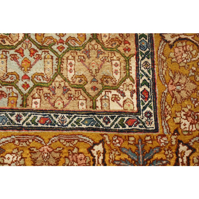 Antique Jerusalem Beige-Brown and Blue Wool Geometric-Floral Rug For Sale In New York - Image 6 of 7