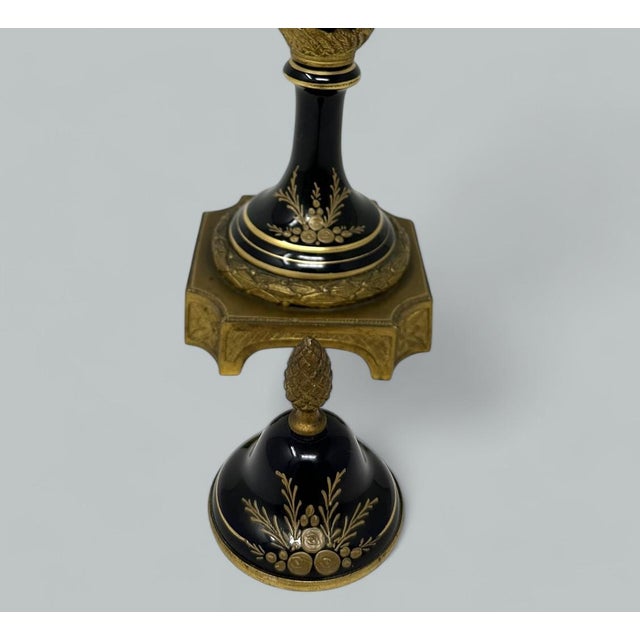 Antique French Sèvres Porcelain Ormolu Gilt Bronze Dore Urn Vase Centerpiece For Sale - Image 9 of 11