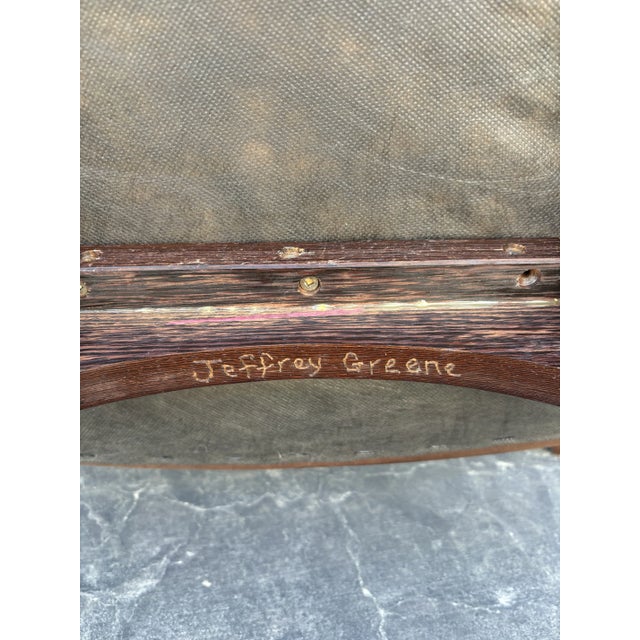 1985 Pair of Jeffrey Greene Palm and Mahogany High Back Dining Chairs For Sale - Image 11 of 12