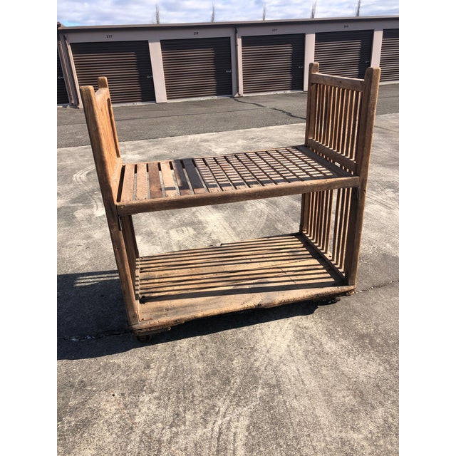 Rustic Industrial Wooden Cart On Iron Casters Chairish