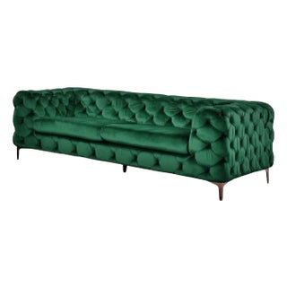 Chester Three-Seater Sofa in Green Velvet by Europa Antiques For Sale