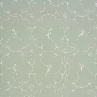 SAMPLE - Schumacher X Backdrop Broderie Wallpaper In Cool Green For Sale