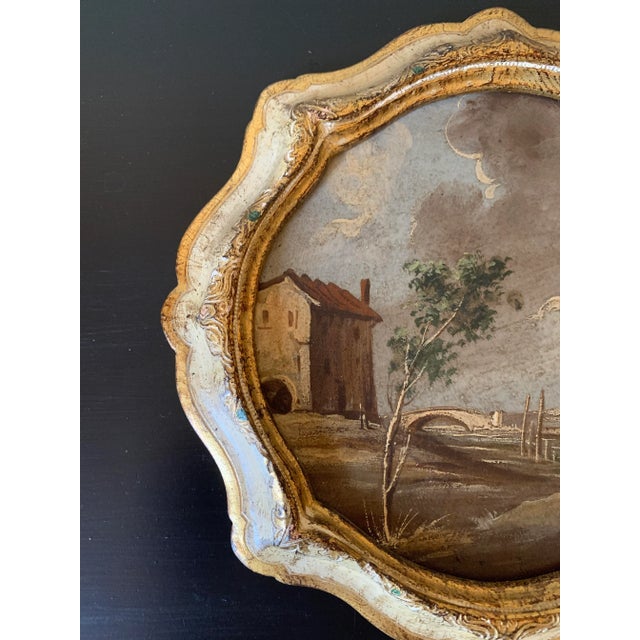 A gorgeous Grand Tour style framed oil painting of an Italian Capriccio landscape with ruins Italy, Mid-20th Century Oil...