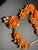 Mid Century Modern Carved Floral Faux Coral and Pearls on Textured Brass Chevron Chain and Orange Push Clasp For Sale - Image 4 of 7