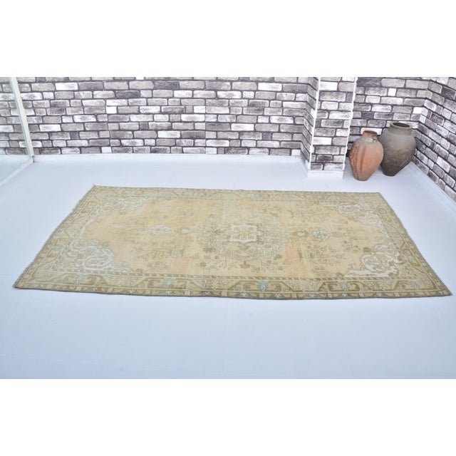 Handmade wool carpet in Turkish Anatolia , Vintage Oushak Rug,Turkish Vintage Anatolian Rug, Handmade wool Rug . One Of...