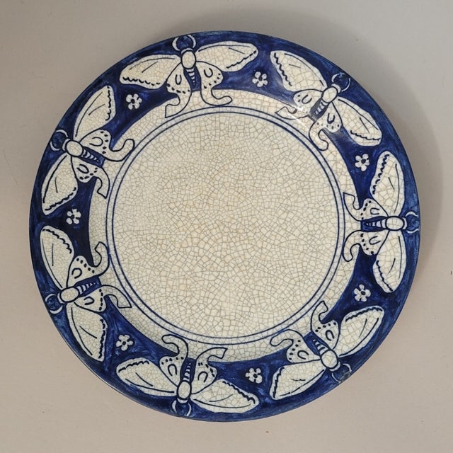 Dedham Pottery Moth Plate, Arts & Crafts Era, C. 1910 For Sale - Image 9 of 9