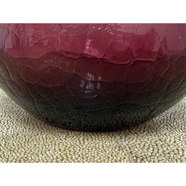 Italian Hand Blown Plum Vessel With Stopper For Sale - Image 12 of 12