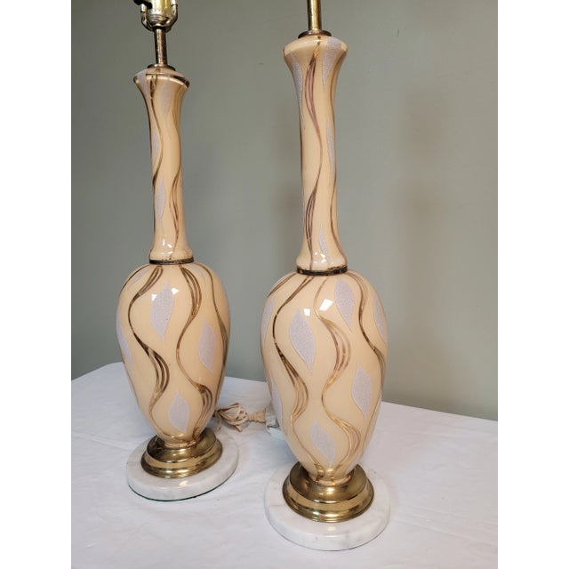 1950s Pair of Hollywood Regency Lamps For Sale - Image 4 of 11