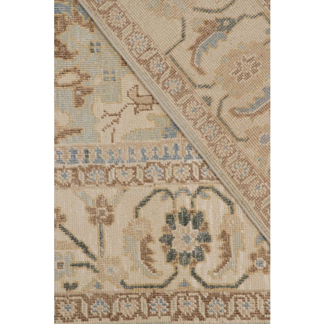 Textile 2010s Rug & Kilim’s Oushak Style Rug in Blue and Beige-Brown Floral Patterns For Sale - Image 7 of 8